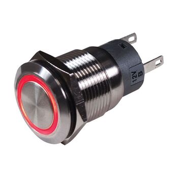 BEP Stainless Steel Push Button On-Off Switch Red Illumimated 12V