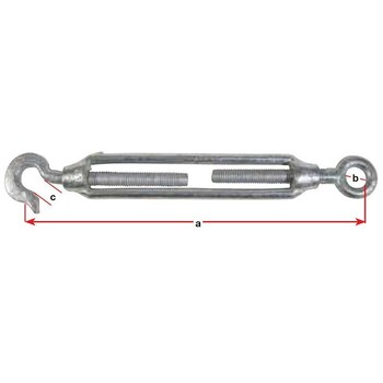 Turnbuckle Galv Open Hook/Eye M5