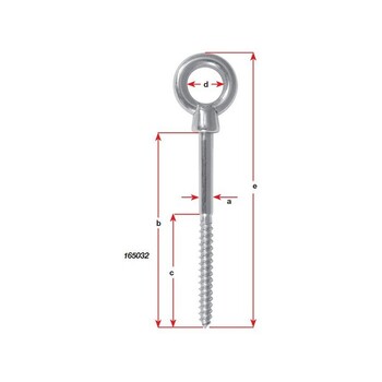 Lag Screw G316 S/S Lge Eye 6Mm X 80Mm