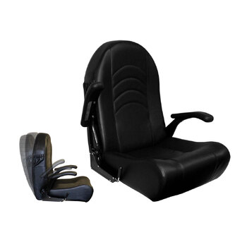 Luxury Helm Seat with Arm Rests - Black