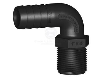 Hose Tail 90° 1" Bsp Black