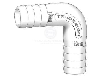 Hose Joiner 90° 19mm White Trudesign