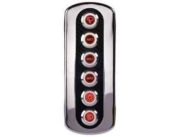 Switch Panel SS With Carbon Face 6 Gang Led Ring Red - Pack Of 4