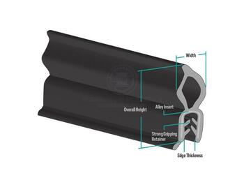 Edge Trim 14mm W X 35MM H Black 50M EPDM With alloy insert